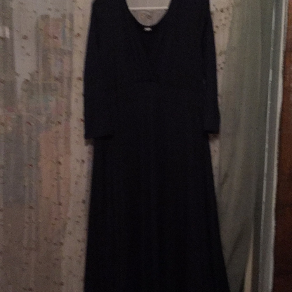 Dark Blue Dress, V Neck, Long Sleeves, XXL